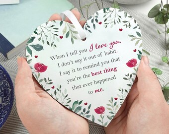 Anniversary gift | Handmade wooden heart quote | Romantic present | Gift for her wife girlfriend | Birthday present LC062