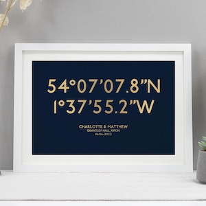 Personalisierte Folie Koordinaten Print | Benutzerdefinierte Hochzeitsgeschenk | Verlobung Geschenk | Jubiläumsgeschenk | Metallic Gold oder Silber Druck VA226