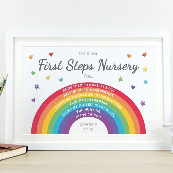 Nursery, School or Teacher rainbow thank you gift | Personalise the rainbow with your own text VA213