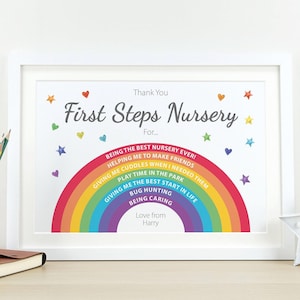 Personalised Rainbow Teacher Thank You Gift | End of Term Nursery, School, Childminder or TA Appreciation Print | Leaving Present VA213