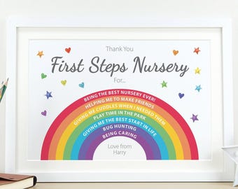 Personalised Rainbow Teacher Thank You Gift | End of Term Nursery, School, Childminder or TA Appreciation Print | Leaving Present VA213