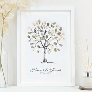 Personalised Wedding Fingerprint Tree | Alternative Guest Book Print | Thumbprint Keepsake | Unique Wedding Guestbook | VA216