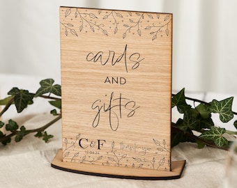Cartello per biglietti e regali / Cartello rustico in legno per tavolo / Decorazione per ricevimento di nozze / Cartello personalizzato per matrimonio VA206