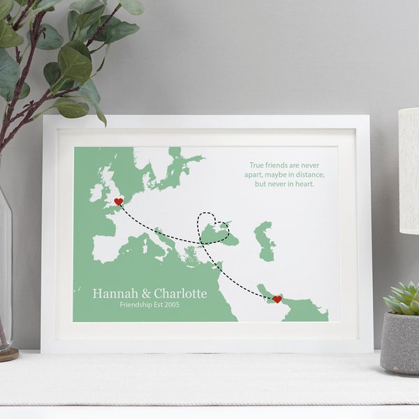 Friend Leaving Present | Personalised Moving Away Poster | Friends Abroad Gift Print | Leaving Gift | New Life Oversea *COLOUR CHOICE* VA115