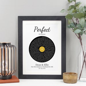Personalised Vinyl Record Song Lyrics Print | First Dance Gift | Custom Music Artwork | Wedding Anniversary Keepsake | Valentine gift VA098