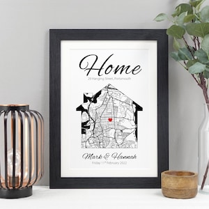 Aangepaste huiskaart afdrukken | Gepersonaliseerd cadeau voor nieuw huis | Housewarming- of verhuisaandenken | VA007