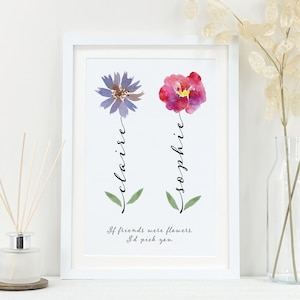 Custom flower names print for friend | Choice of flowers VA019