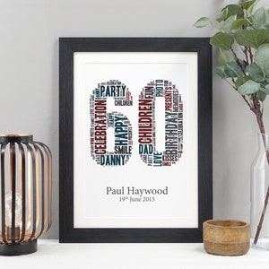 Personalised Word Number Print | Birthday, Anniversary, or Retirement Gift | Custom Word Art Keepsake | Any Number VA016