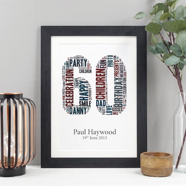 Personalisierte Wortnummer | Geburtstagsgeschenk Geschenk | Jubiläumsgeschenk | Word Art Print | Geschenk für Ihn | Geschenk für Sie **ANY NUMBER** VA016