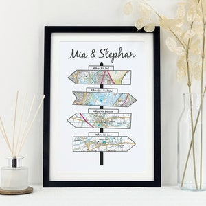 Impression personnalisée de carte de panneau de signalisation | Cadeau de fiançailles Met personnalisé | Cadeau carte d'anniversaire de mariage pour couple | Papier anniversaire VA161