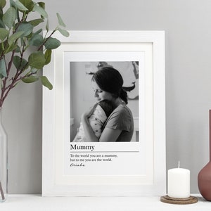 Personalised Photo Gift for Mum | Mother’s Day Keepsake | Custom Black & White Print | Mum Birthday Gift VA065