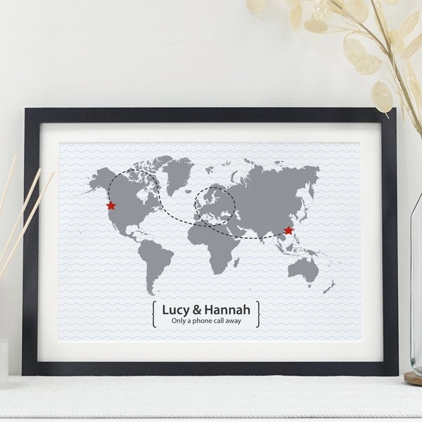 Custom friends leaving map gift | Choice of colour VA040