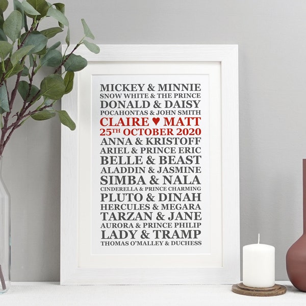 Personalised Disney couples print with date | VA071