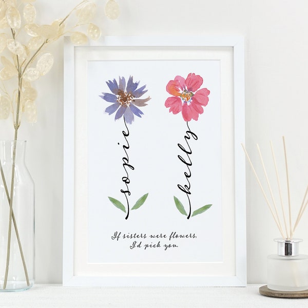 Watercolour floral name gift for sister | VA092