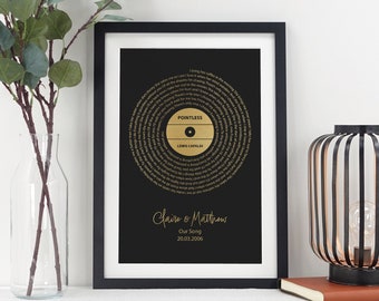 Personalised song lyrics print | Metallic foil finish VA235