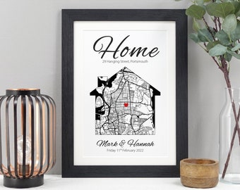 Custom house map print | House warming gift VA007