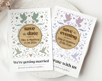 Save the date wooden magnet | Comes with card and envelope VA187