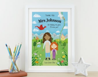 Personalisierte Märchen Kindergärtnerin Danke Geschenk | Benutzerdefinierte Storybook Druck | VA053