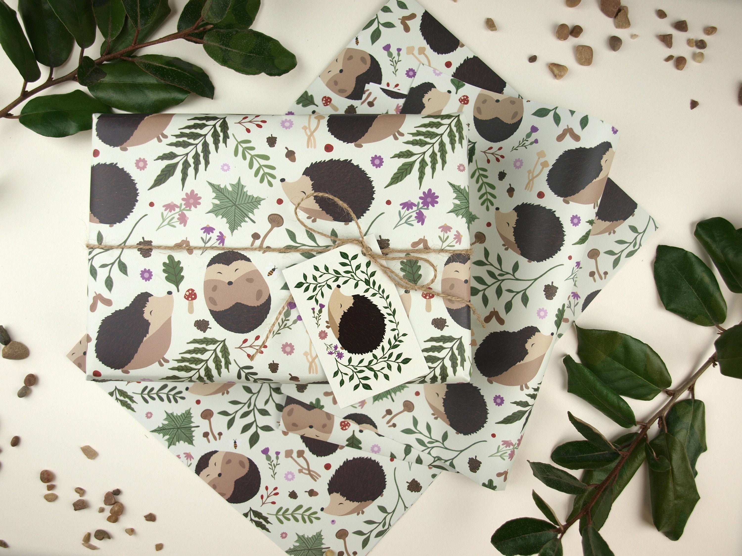 Hedgehog Luxury Eco Wrapping Paper | Premium Quality Paper Sheets + T…