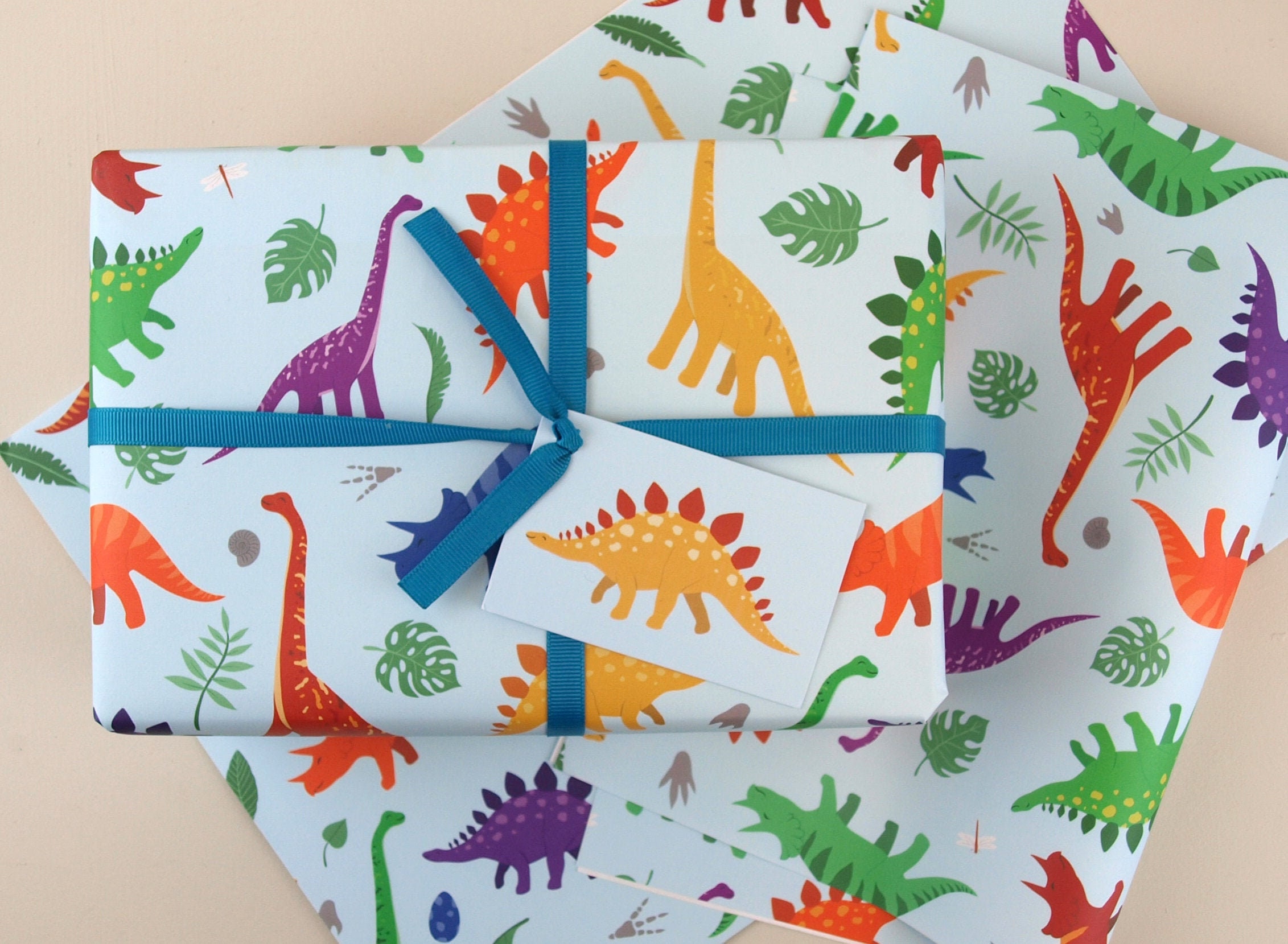 Dinosaur Luxury Eco Wrapping Paper Children's Birthday Etsy