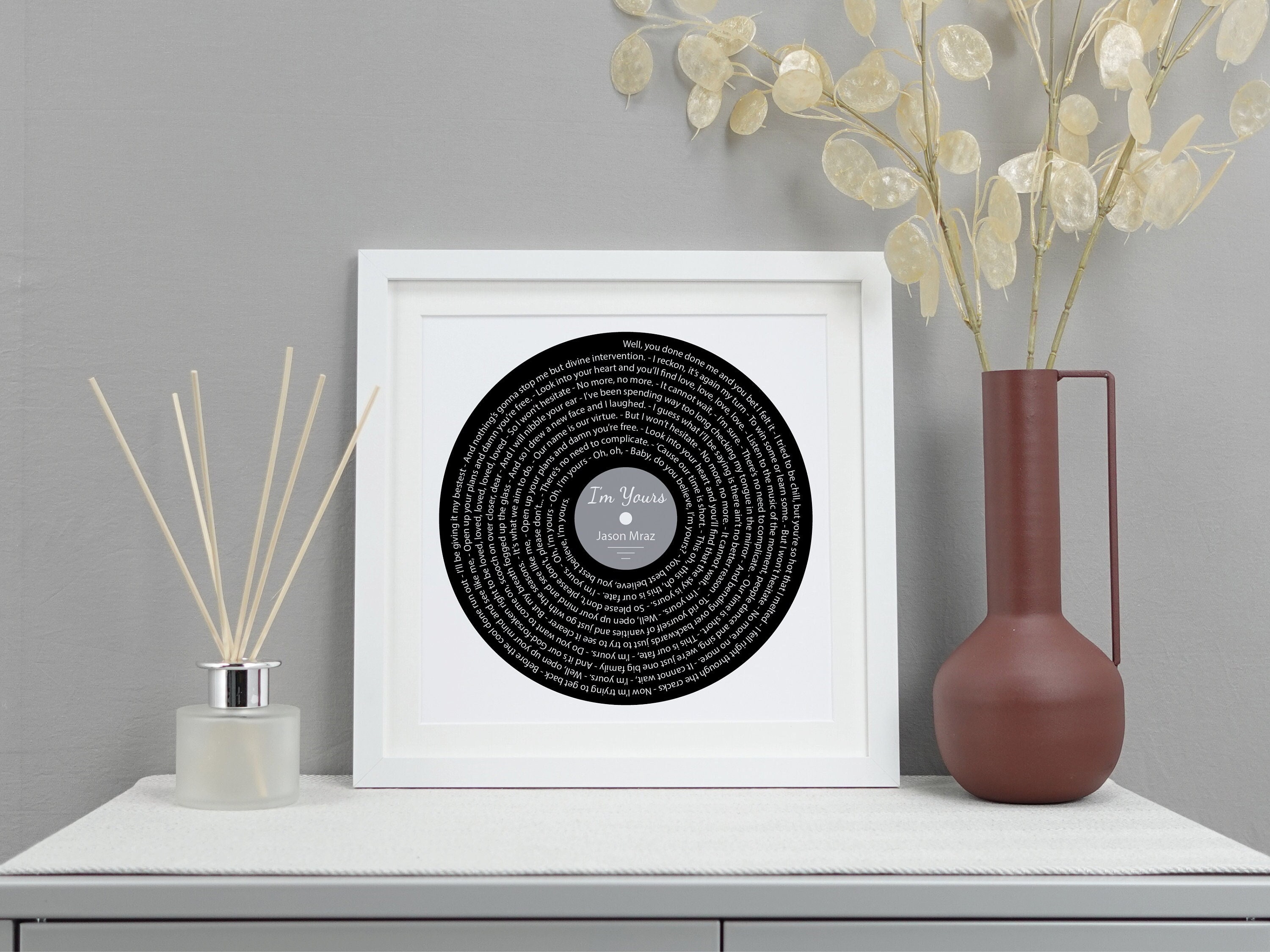 I'm Yours Song Lyrics Vinyl Record Print | Wedding, Anniversary