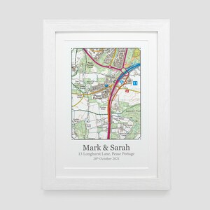 Postcode Map Personalised Personalised Location Map Print | New Home, Wedding Anniversary Gift ...