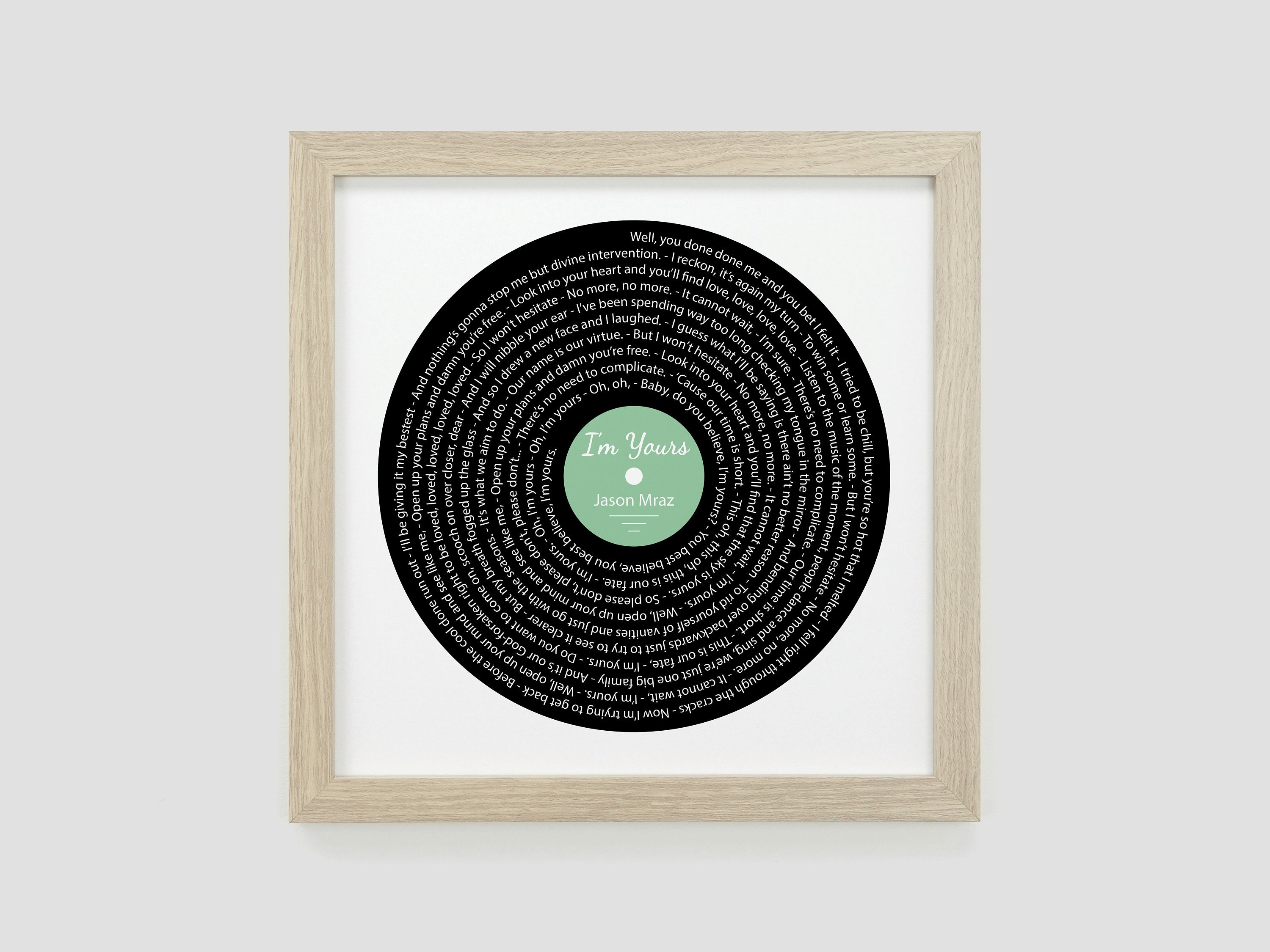 I'm Yours Song Lyrics Vinyl Record Print | Wedding, Anniversary