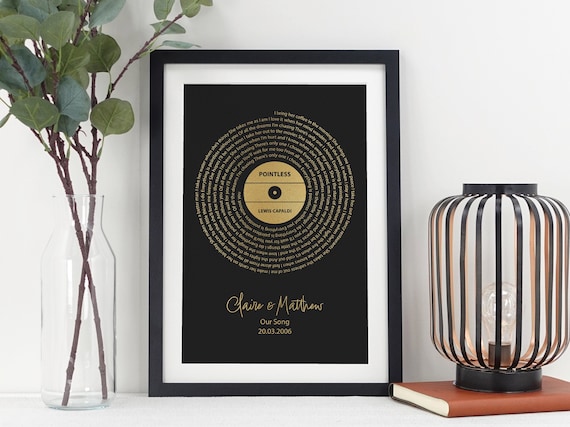 Personalised Metallic Foil Song Lyrics Print | Anniversary Gift | Custom First Dance Wedding Song Wall Art | Gold or Silver Foil VA235