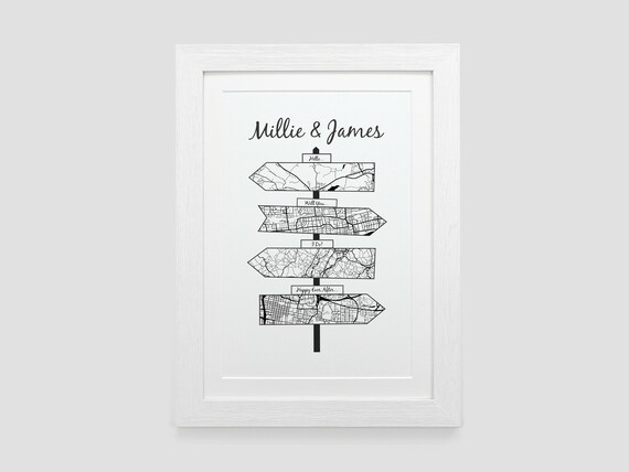 Wooden Personalised Signpost Our Journey Signpost Anniversary Gift