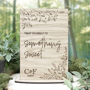 Sweet Cart-huwelijksbord | Teken liefde is zoet | Snoeptafeldecoratie | Gepersonaliseerd rustiek trouwbord VA228