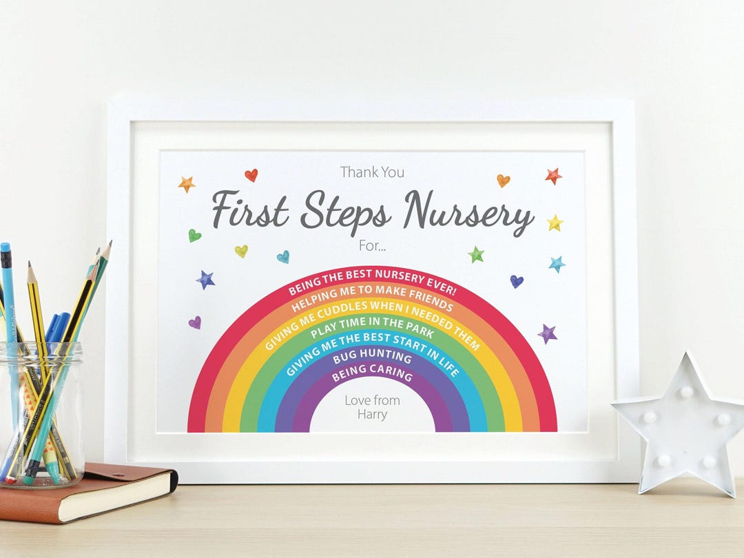 Personalised Rainbow Teacher Thank You Gift | End of Term Nursery ...