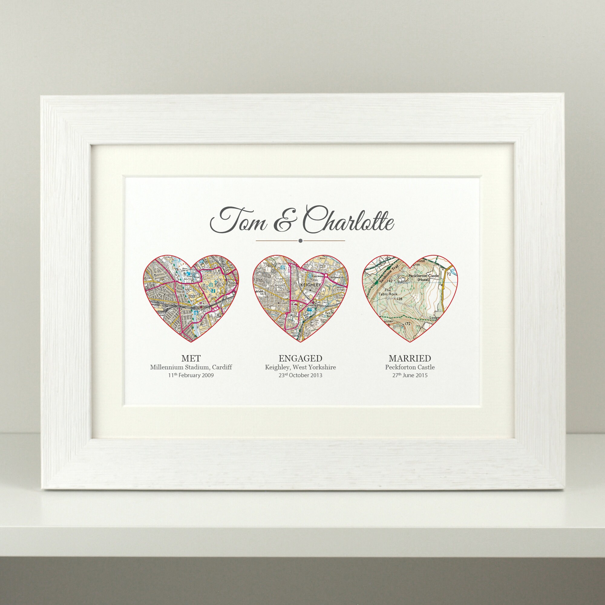 Personalised Anniversary gift / met engaged married OS maps *ANY LOCA…