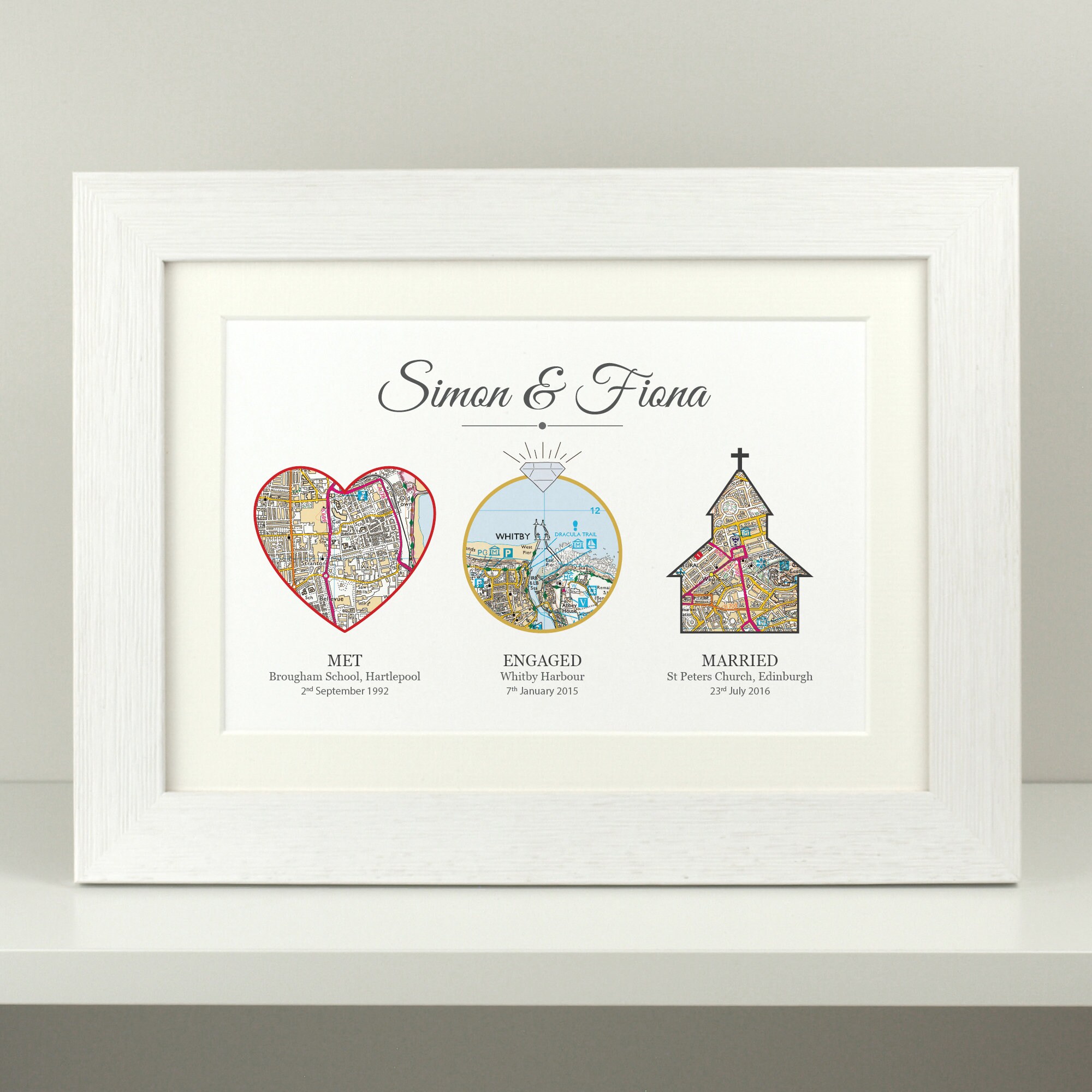 Personalised met engaged married OS map Wedding present *ANY LOCATION…