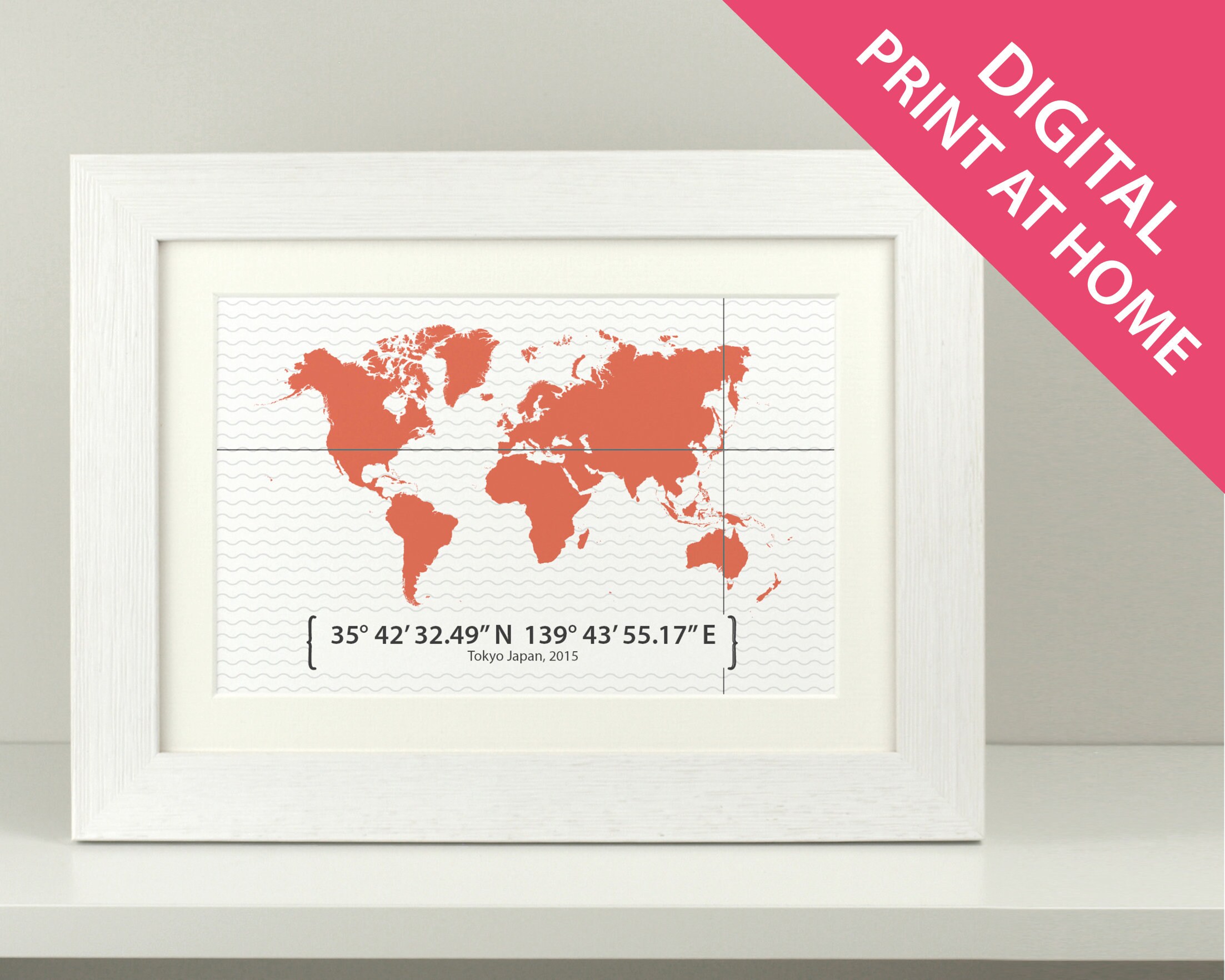personalised world map coordinates print engagement gift etsy