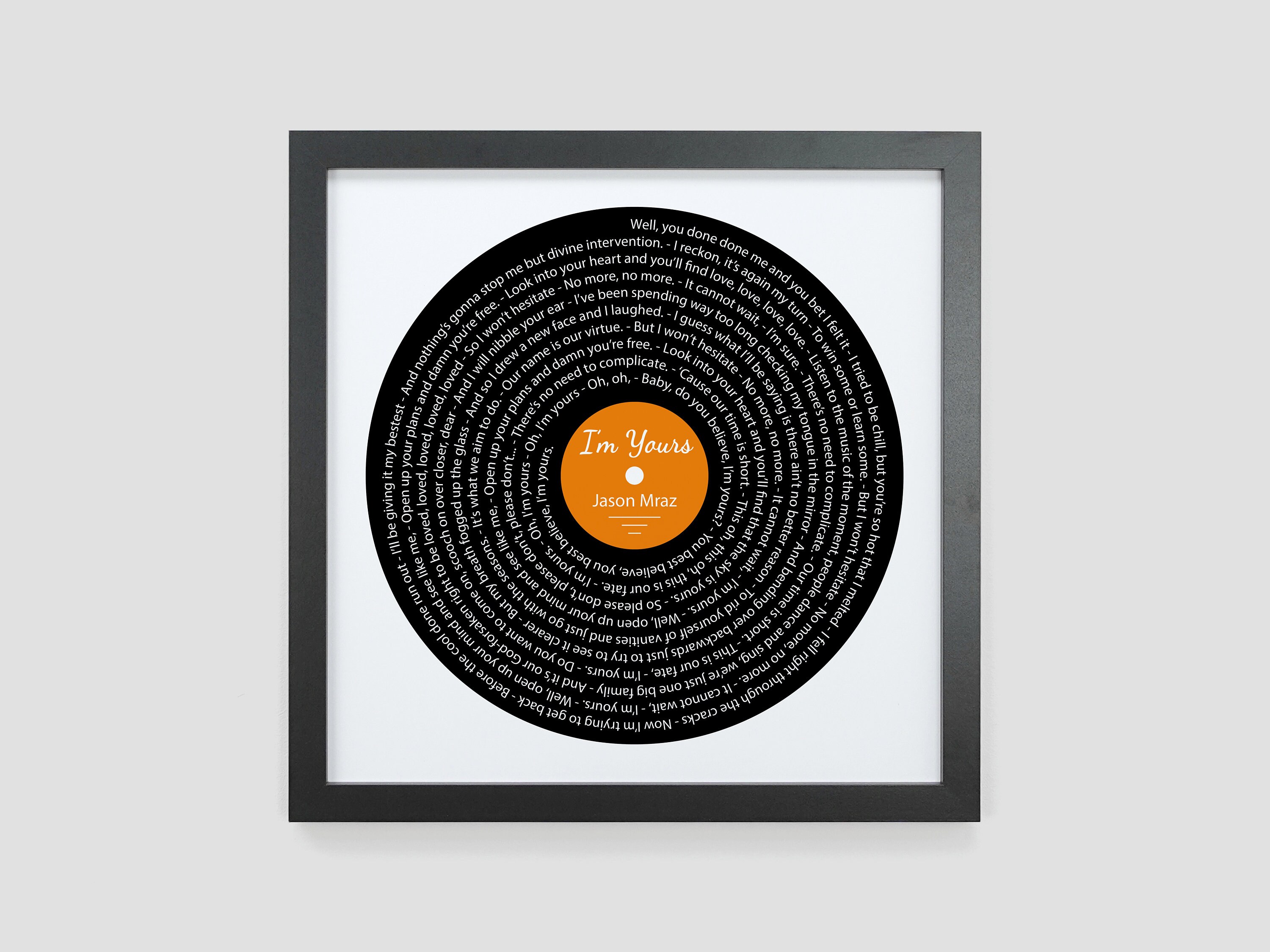 I'm Yours Song Lyrics Vinyl Record Print | Wedding, Anniversary