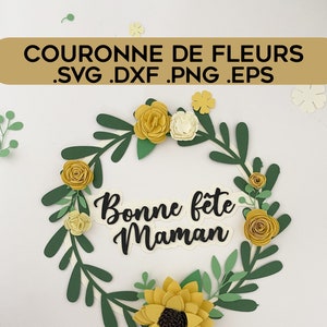 Couronne de fleurs en papier, bricolage en papier pour mariages, anniversaires, DIY fichier de coupe SVG pour Cricut & Silhouette