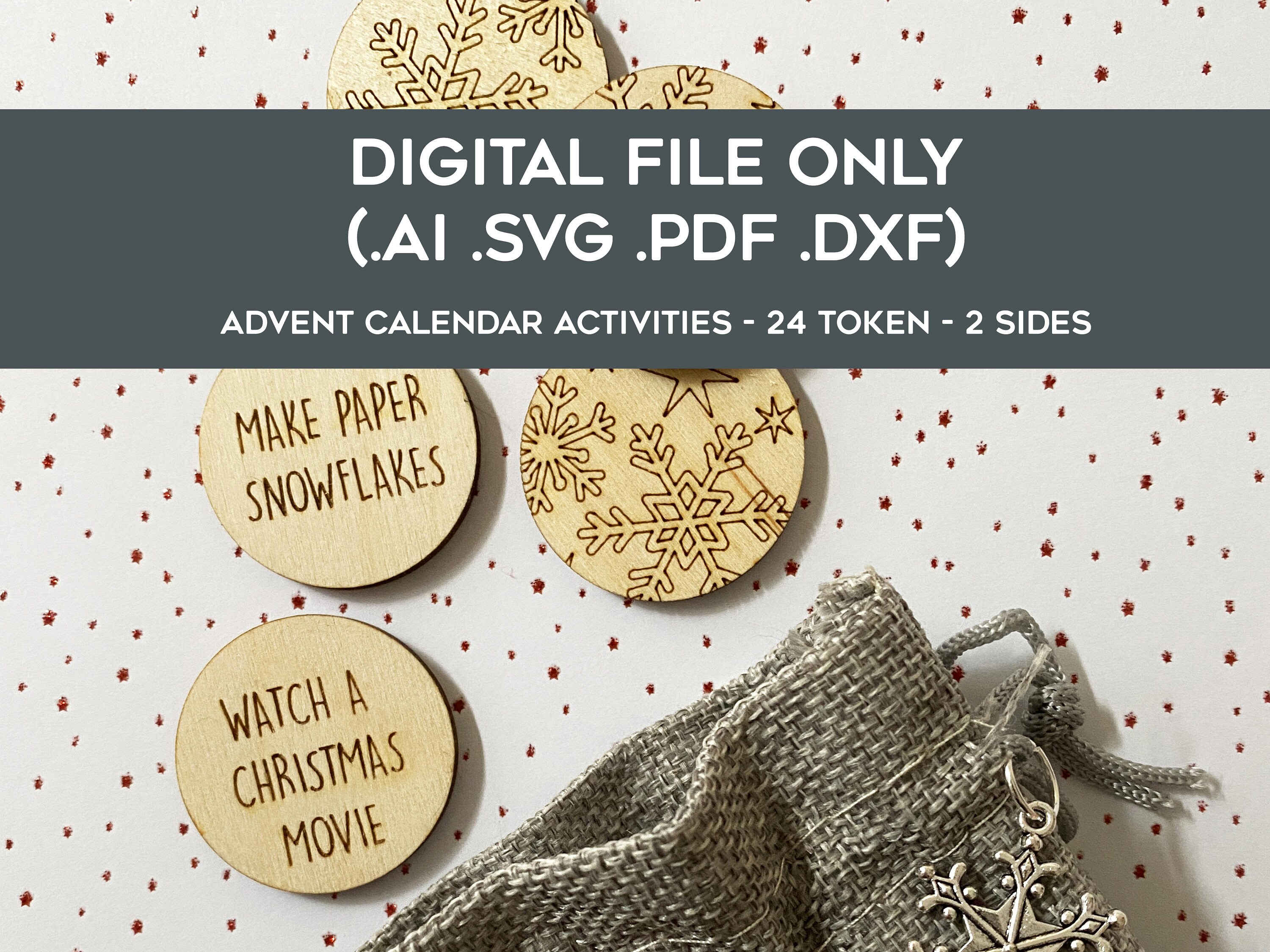 Advent Calendar With Activities SVG Cut File 24 Tokens - Etsy