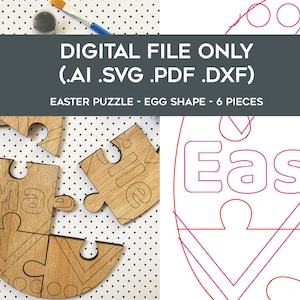 Easter Egg puzzle to Paint SVG Cut File - Easter puzzle, for custom name - Perfect for Glowforge