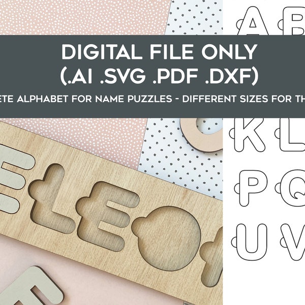 Name Puzzle SVG Cut File - Complete Alphabet - Perfect for Glowforge