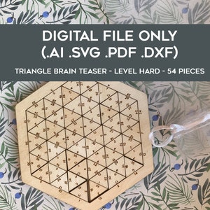 DIGITAL FILE (.ai .svg .dxf .pdf) Casse-tête en bois pour adultes - puzzle de triangle niveau difficile