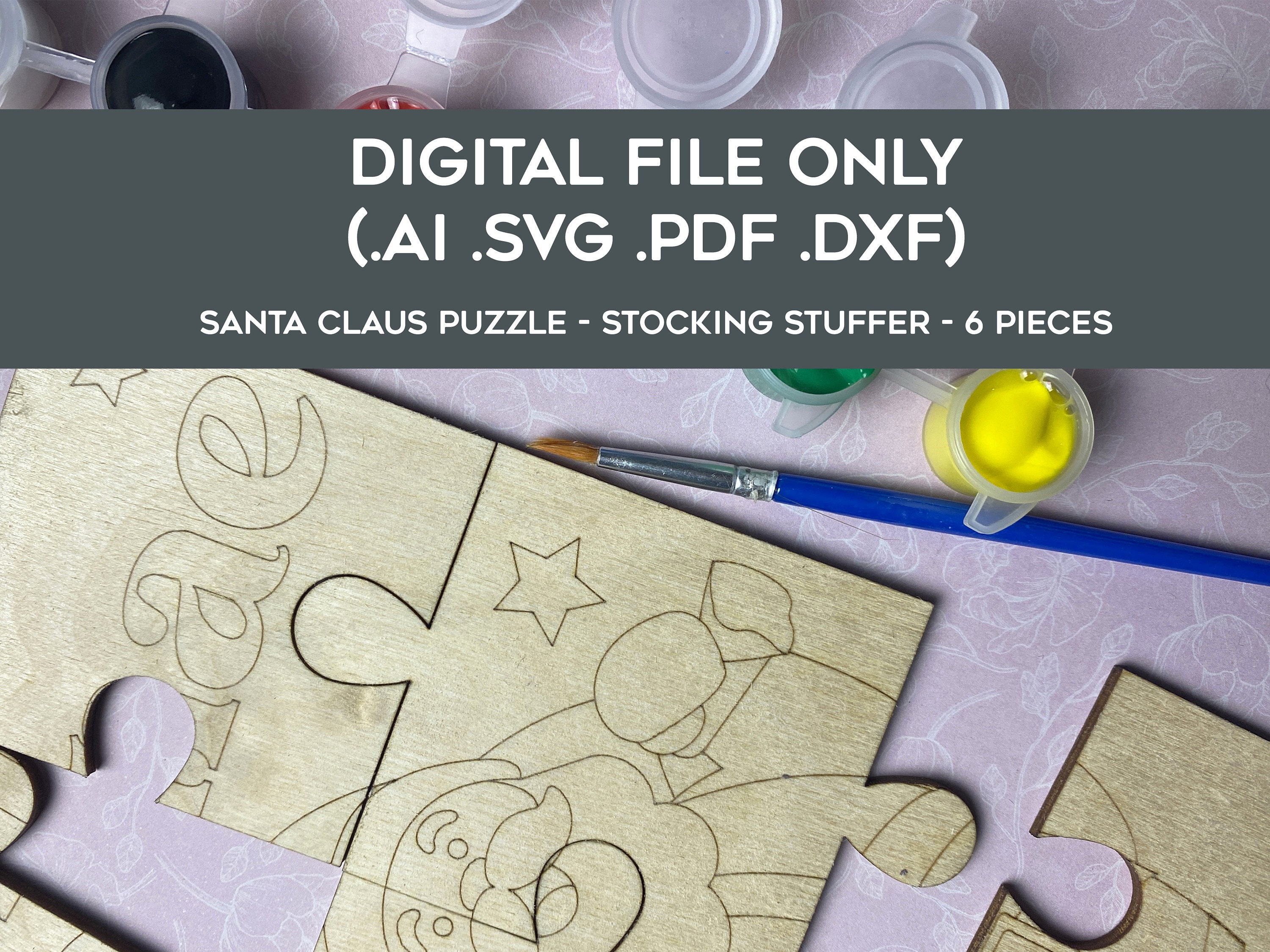 Santa Puzzle to Paint SVG Cut File - Christmas Puzzle, for Custom Name ...