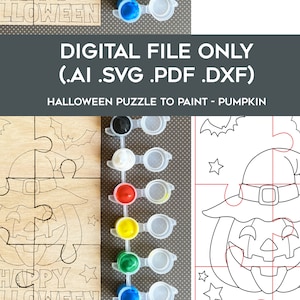 Pumpkin Puzze to Paint SVG Cut File - Pumpkin puzzle, for custom name - Perfect for Glowforge