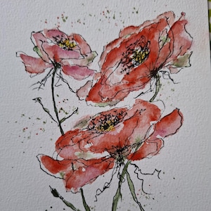 Original watercolour art, small watercolour painting, floral painting, flowers painting, unique art, one of a kind artwork, original artwork