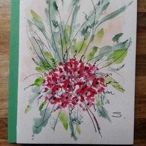 Blanko Karte, Grußkarte, Original Karte, Aquarell Karte, Blumen Karte, Blumen Karte, Unikat Karte, Dankeskarte, Geburtstagskarte