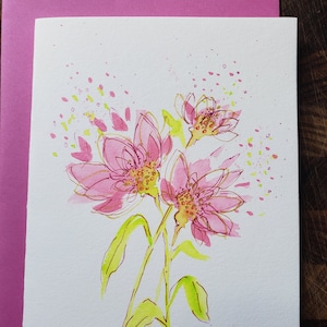 Blanko Karte, Grußkarte, Original Karte, Aquarell Karte, Blumen Karte, Blumen Karte, Unikat Karte, Dankeskarte, Geburtstagskarte