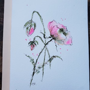 Blanko Karte, Grußkarte, Original Karte, Aquarell Karte, Blumen Karte, Blumen Karte, Unikat Karte, Dankeskarte, Geburtstagskarte