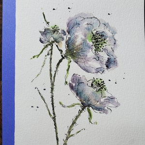 Blanko Karte, Grußkarte, Original Karte, Aquarell Karte, Blumen Karte, Blumen Karte, Unikat Karte, Dankeskarte, Geburtstagskarte