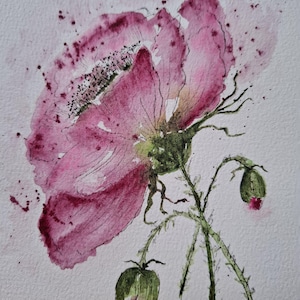 Original watercolour art, small watercolour painting, floral painting, flowers painting, unique art, one of a kind artwork, original artwork