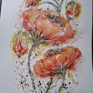 Original watercolour art, small watercolour painting, floral painting, flowers painting, unique art, one of a kind artwork, original artwork