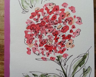 Blank card, greeting card, original card, watercolour card, flowers card, floral card, unique card, thank you card, birthday card